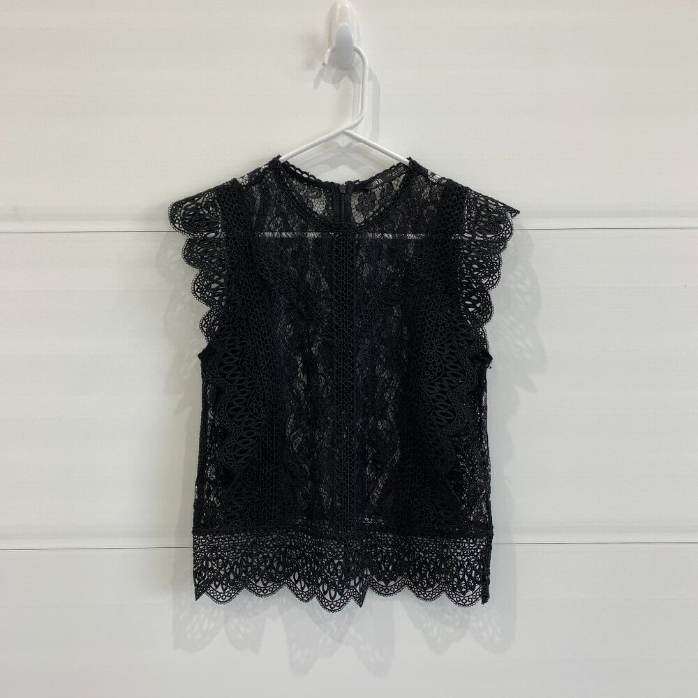 Zara Black Lace Sleeveless Blouse